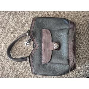 Brighton Black and Brown Leather Handbag with Heart Clasp